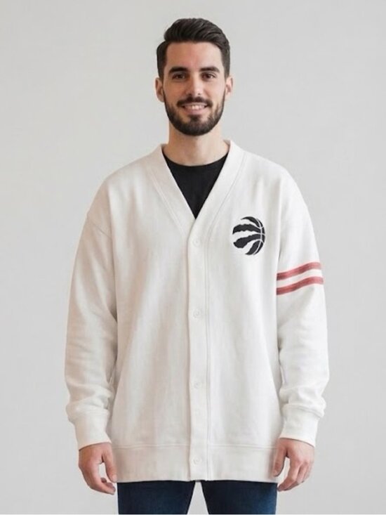 NBA Other - NBA Toronto Raptors Cardigan Sweatshirt Varsity Streetwear NWT Mens Medium White